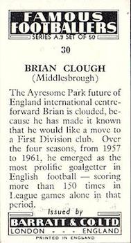 1961 Barratt & Co. Famous Footballers (A9) #30 Brian Clough Back