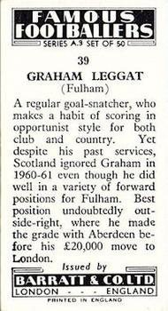 1961 Barratt & Co. Famous Footballers (A9) #39 Graham Leggatt Back