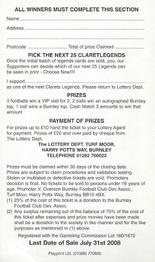 2007-08 Burnley F.C. Clarets Legends #NNO Peter Noble Back