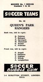1957-58 Soccer Bubble Gum Soccer Teams Series 1 #46 Queens Park Rangers F.C. Back