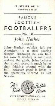 1954 Chix Confectionery Scottish Footballers #10 John Hather Back