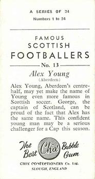 1954 Chix Confectionery Scottish Footballers #13 Alec Young Back