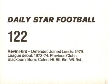 1980-81 Daily Star Football #122 Kevin Hird Back