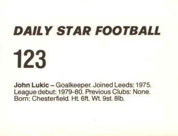 1980-81 Daily Star Football #123 John Lukic Back