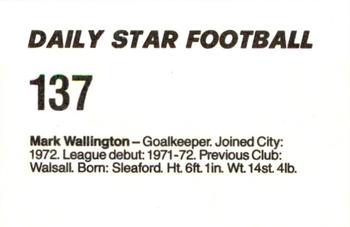 1980-81 Daily Star Football #137 Mark Wallington Back