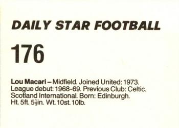 1980-81 Daily Star Football #176 Lou Macari Back