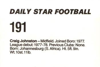 1980-81 Daily Star Football #191 Craig Johnston Back