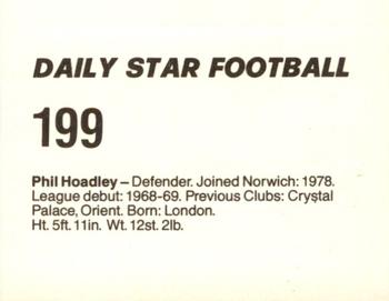 1980-81 Daily Star Football #199 Phil Hoadley Back