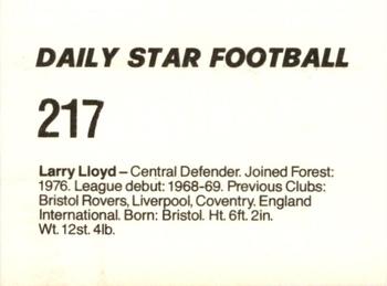 1980-81 Daily Star Football #217 Larry Lloyd Back