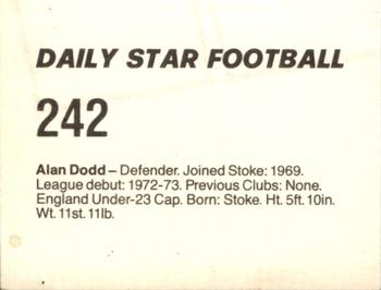 1980-81 Daily Star Football #242 Alan Dodd Back