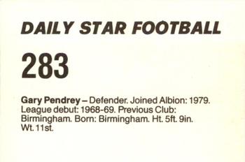 1980-81 Daily Star Football #283 Garry Pendrey Back