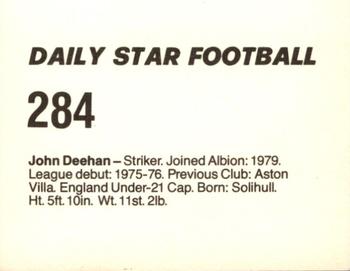 1980-81 Daily Star Football #284 John Deehan Back