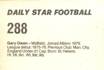 1980-81 Daily Star Football #288 Gary Owen Back