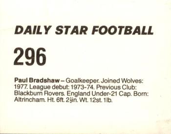 1980-81 Daily Star Football #296 Paul Bradshaw Back