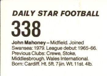 1980-81 Daily Star Football #338 John Mahoney Back