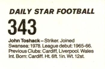1980-81 Daily Star Football #343 John Toshack Back