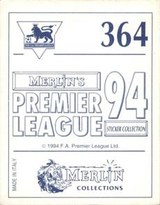 1993-94 Merlin's Premier League 94 Sticker Collection #364 Andy Pearce Back
