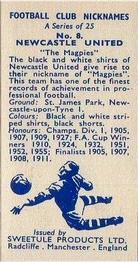 1959-60 Sweetule Products Football Club Nicknames #8 Newcastle United Back