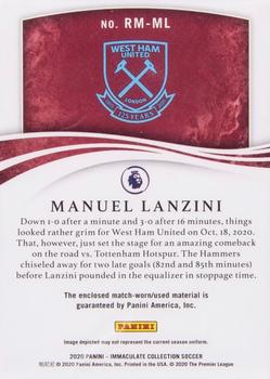 2020 Panini Immaculate Collection - Remarkable Memorabilia Bronze #RM-ML Manuel Lanzini Back