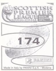 2000 Panini Scottish Premier League Stickers #174 Grant Murray Back