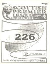 2000 Panini Scottish Premier League Stickers #226 Raul González Back