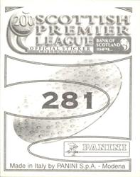 2000 Panini Scottish Premier League Stickers #281 Colin Meldrum Back
