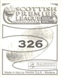 2000 Panini Scottish Premier League Stickers #326 Tony Thomas Back