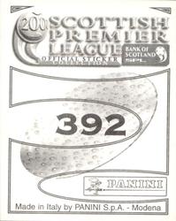 2000 Panini Scottish Premier League Stickers #392 Allan Ferguson Back