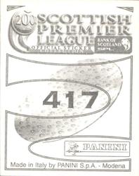 2000 Panini Scottish Premier League Stickers #417 Alan Kernaghan Back