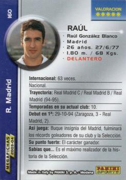 2003-04 Panini LaLiga Megafichas #160 Raul Back