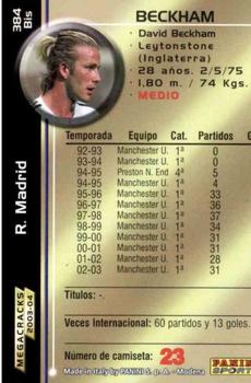 2003-04 Panini LaLiga Megafichas #384bis Beckham Back