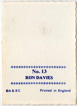 1969-70 A&BC Crinkle Cut Photographs #13 Ron Davies Back
