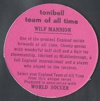 1970 Tonibell Team of All Time #NNO Wilf Mannion Back
