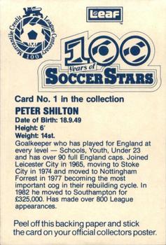 1988 Leaf - 100 Years of Soccer Stars #1 Peter Shilton Back