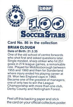 1988 Leaf - 100 Years of Soccer Stars #86 Brian Clough Back