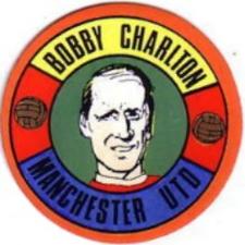 1970 BAB Footballers (Round Stickers) #NNO Bobby Charlton Front