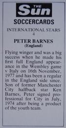 1978-79 The Sun Soccercards #4 Peter Barnes Back