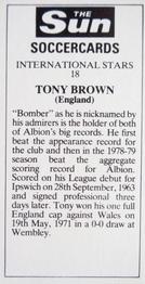 1978-79 The Sun Soccercards #18 Tony Brown Back