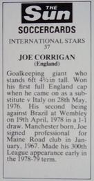 1978-79 The Sun Soccercards #37 Joe Corrigan Back