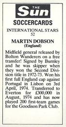 1978-79 The Sun Soccercards #52 Martin Dobson Back