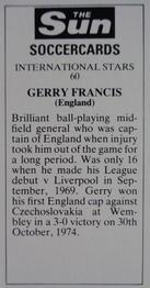 1978-79 The Sun Soccercards #60 Gerry Francis Back