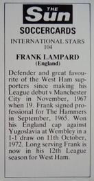 1978-79 The Sun Soccercards #104 Frank Lampard Back