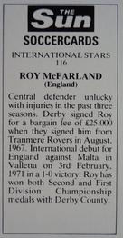 1978-79 The Sun Soccercards #116 Roy McFarland Back