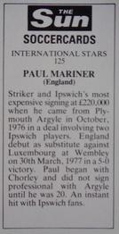 1978-79 The Sun Soccercards #125 Paul Mariner Back