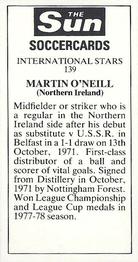 1978-79 The Sun Soccercards #139 Martin O'Neill Back