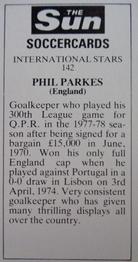 1978-79 The Sun Soccercards #142 Phil Parkes Back