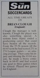 1978-79 The Sun Soccercards #228 Brian Clough Back