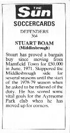 1978-79 The Sun Soccercards #364 Stuart Boam Back