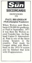1978-79 The Sun Soccercards #370 Paul Bradshaw Back