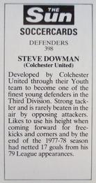 1978-79 The Sun Soccercards #398 Steve Dowman Back